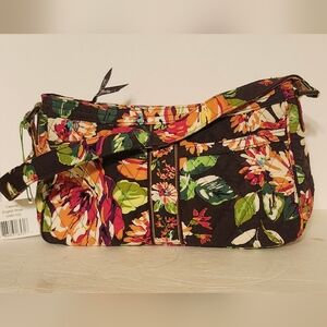 Vera Bradley Black Multi Floral Quilted Shoulder Bag Carrie NWT